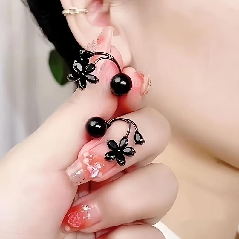 2pcs/4pcs/6pcs Vintage Black Hyacinth Stud Earrings, Four-Season Fashion Jewelry, Suitable for Women's Daily Wear or Vacation, Everyday Stud Earrings| Floral Earrings, Hyacinth Earrings