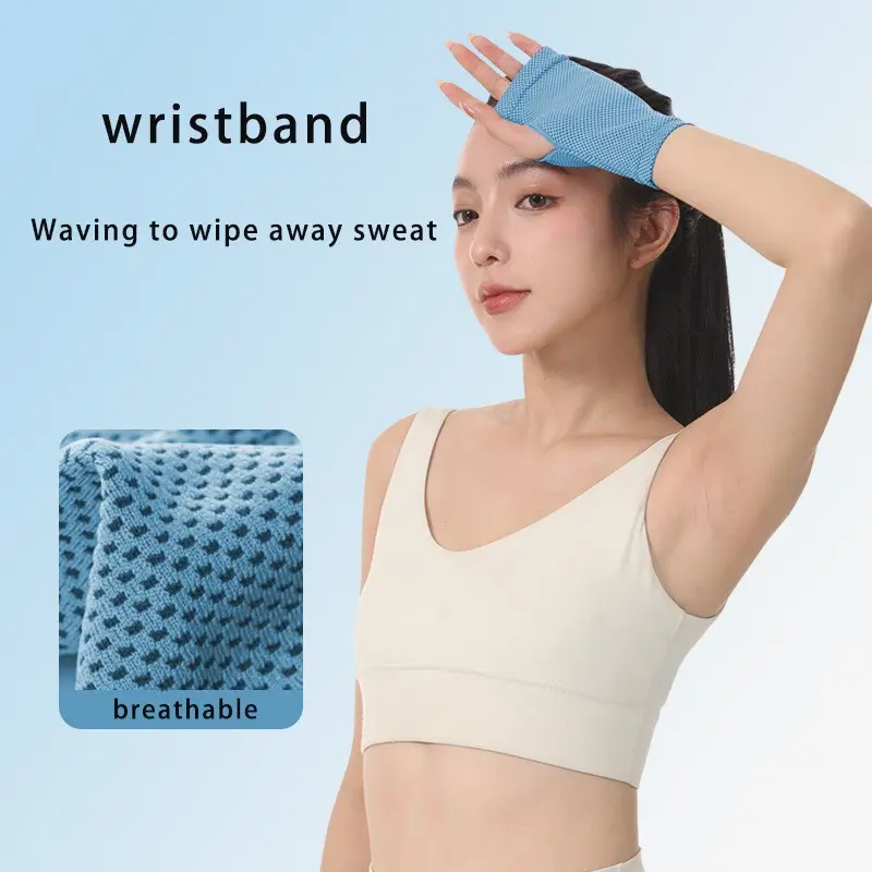 Cold Sensation Wrist Guards, Sun Protection, Quick-Dry Sweat Towel, Absorbent Sleeve, Gloves, Ideal for Running, Fitness, Badminton