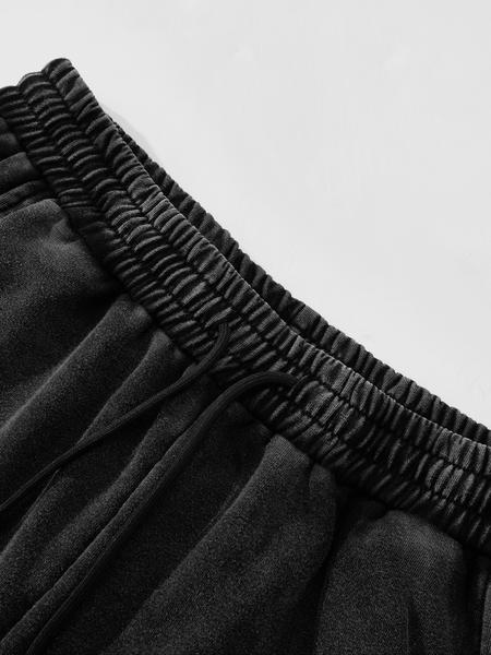 Men's Washed Cotton Long Pants with Jesus Print, Casual Fashion Joggers for Daily Wear, Comfortable and Stylish Men's Clothing