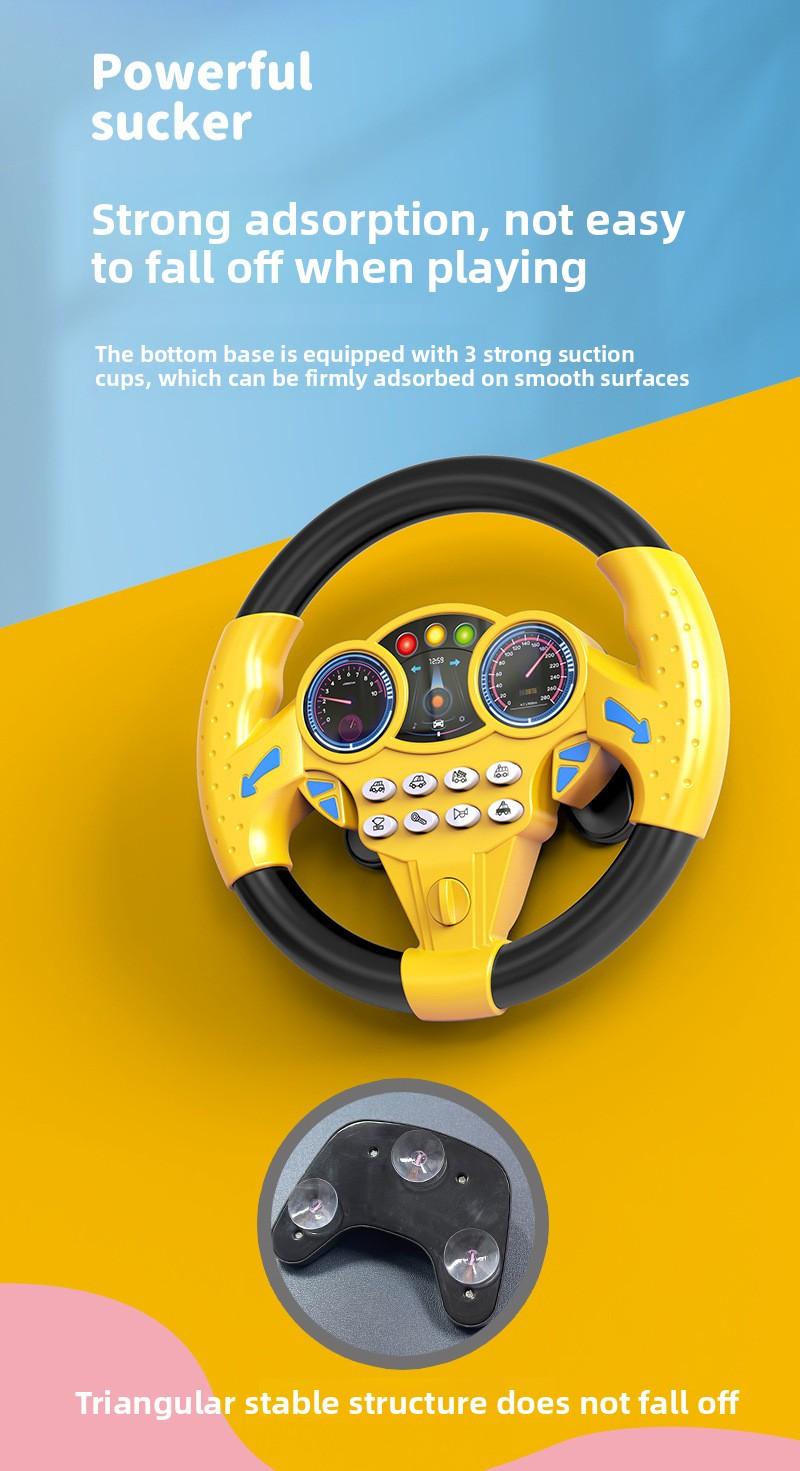 New children's simulated co-pilot music steering wheel, early education enlightenment fun toy, large suction cup base for free attachment, children's gift, holiday gift, Christmas gift, New Year's gift