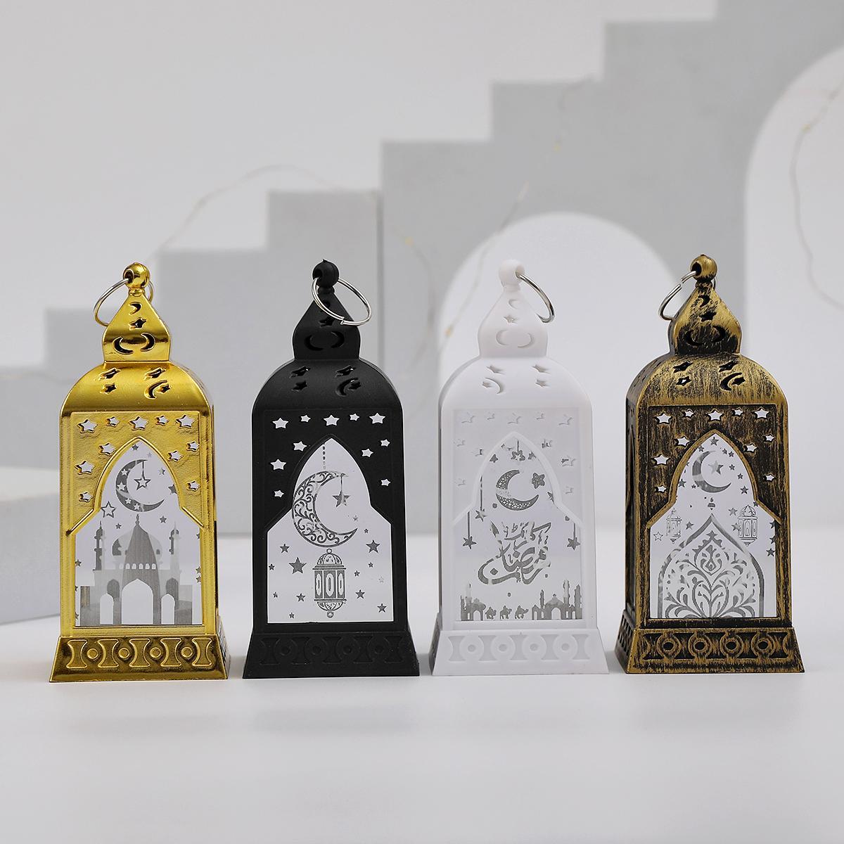 Ramadan Moon Star LED Candlestick Lights - Plastic & Glass Vintage Table Lamp for Eid Home Atmosphere Decoration