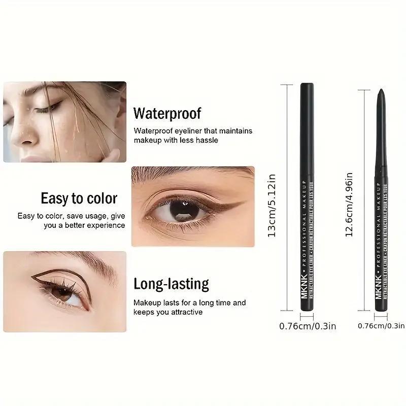 3-piece Waterproof Gel Eyeliner Set - Smudge-proof, long-lasting eye makeup, brown, white, black - perfect for parties and everyday glam, easy to use, a must-have eyeliner for travel, suitable for makeup enthusiasts and beginners