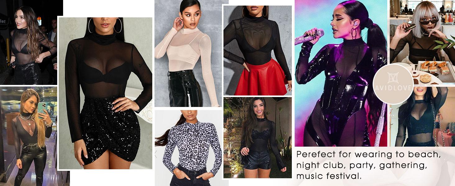 Avidlove Mesh Top for Women Long Sleeve Round Neck Slim-Fitting See-Through Shimmer Glitter Mesh Blouses S-XXL Summer Beach Shirts Avidlove Mesh Top for Women Long Sleeve Round Neck Slim-Fitting See-Through Shimmer Glitter Mesh Blouses S-XXL Summer Beach Shirts
