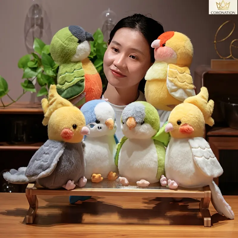 Cute Parrot Plush Toy, Kawaii Colorful Bird Stuffed Animal Doll, Soft Cuddly Talking Bird Friend Companion for Kids, Interactive Parent-Child Play Toy, Adorable Easter Birthday Gift Idea for Children, Classroom Party Favor & Holiday Present