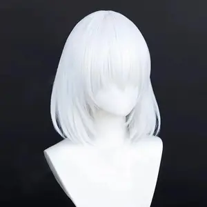 Silvery White Fashion Short Hair Minimalist Personality Boy Cosplay Wig Stage Performance Festival Party High-temperature Wigs