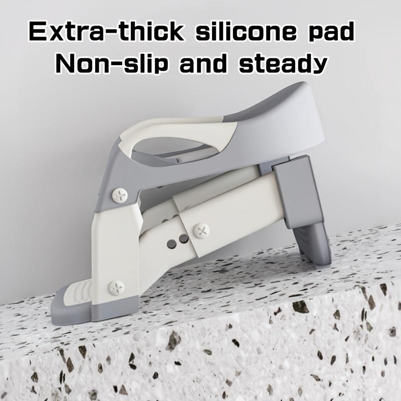 Portable children's toilet training toilet seat set (including step stool) - adjustable folding potty with safety belt, lightweight plastic material, suitable for home, staircase and travel scenes, needs to be assembled (gray model)