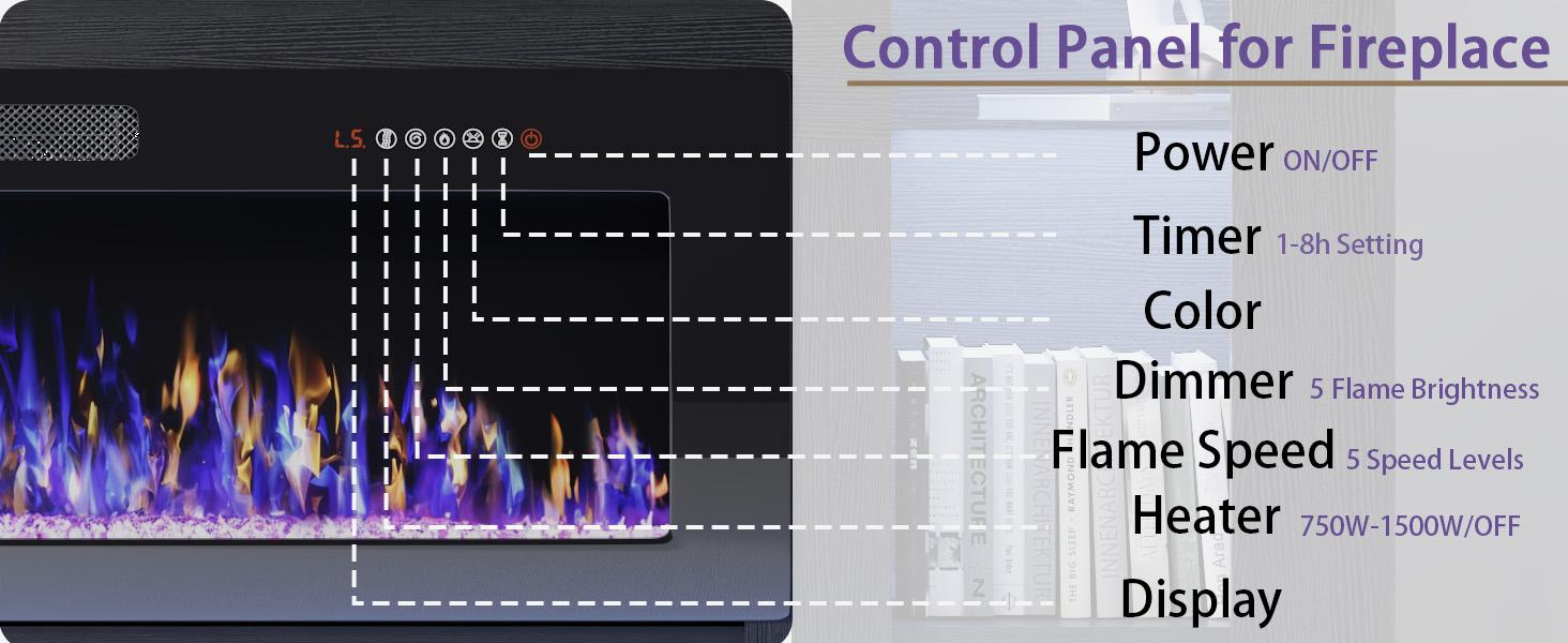 PUKAMI 80 inch Fireplace tv Stand with 50 inch Fireplace Up to 90" TVs,LED Light Entertainment Center and Storage, Modern Wood Media TV Console for Living Room