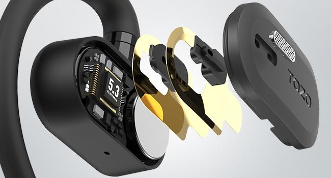 TOZO Open Buds Lightweight True Open Ear Wireless Earbuds with Multi-Angle Adjustment Audio Earphones sport earbuds Headphones Electronic Headset wireless earphone app control open-ear headphone Black headphones bluetooth noisecancellingheadphones