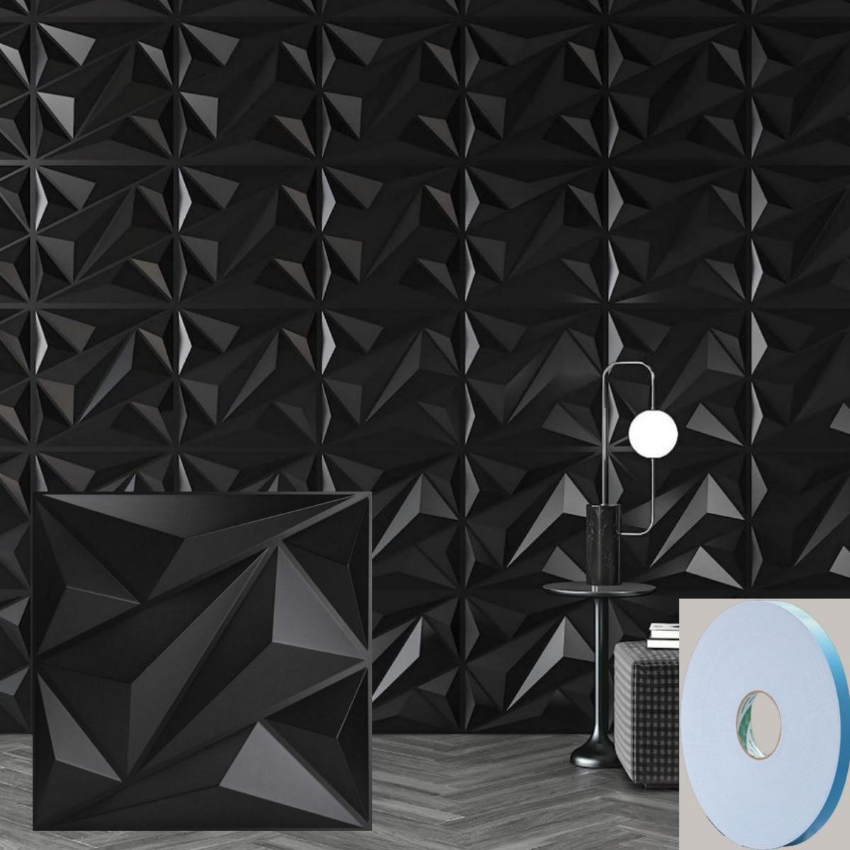 12/20/30PCS 3D Diamond Pattern Wall Panels, PVC Material 3D Wall Decorative Diamonds, Indoor Wall Decoration, 11.8x11.8 Inches, Includes Adhesive