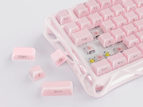 GravaStar Mercury K1 - Sakura Pink 75% Pink Wireless Creamy Keyboard, Aluminum Alloy Exoskeleton Design Mechanical Gaming Keyboard, Creamy Keyboard, Gasket Hot-Swap Socket, Linear Switches, RGB Backlit GravaStar Mercury K1 - Sakura Pink 75% Pink Wireless Creamy Keyboard, Aluminum Alloy Exoskeleton Design Mechanical Gaming Keyboard, Creamy Keyboard, Gasket Hot-Swap Socket, Linear Switches, RGB Backlit