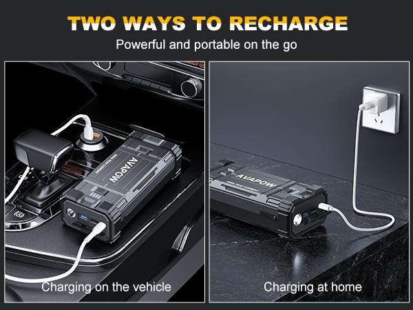 AVAPOW 4000A Car Battery Jump Starter–12V Portable Power for 10L Gas/10L Diesel Engines, Booster Function, PD 60W Fast Charging Lithium Jump Box Outdoorfun