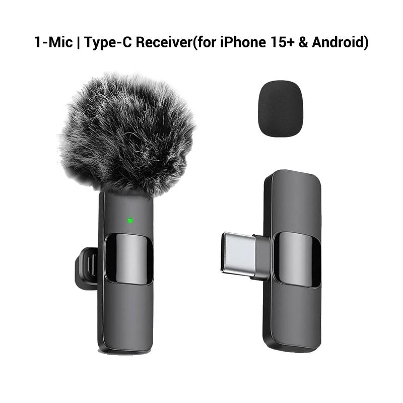 Professional Wireless Lavalier Microphone, USB Rechargeable Plug-and-Play Lapel Mic for Video Recording, Teaching, Interviews and Podcasts