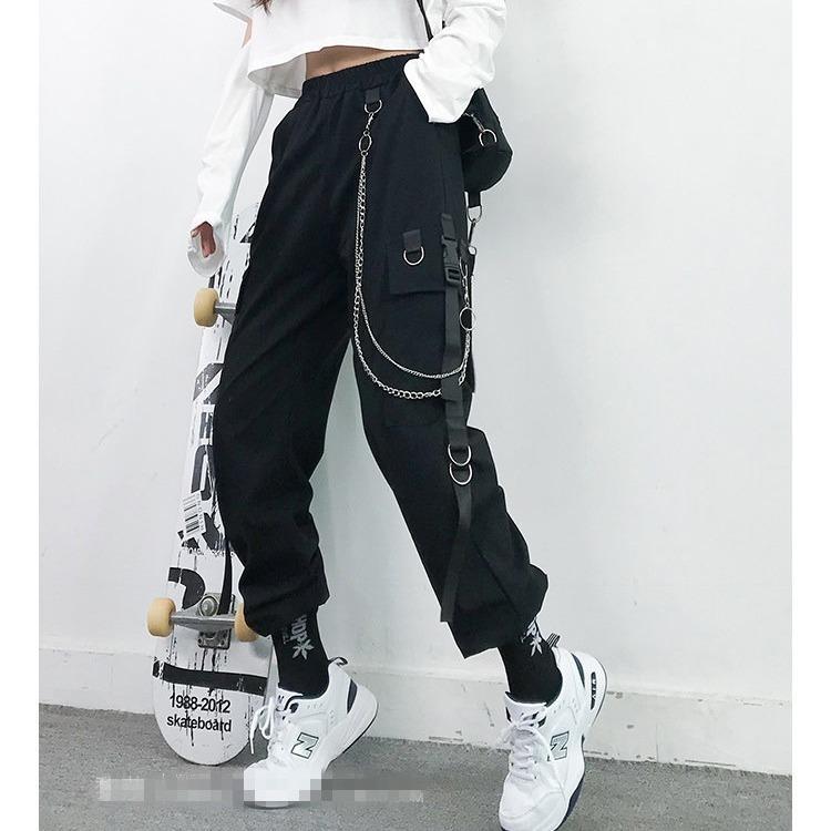 Women's tooling jogging pants loose tooling pants with chain