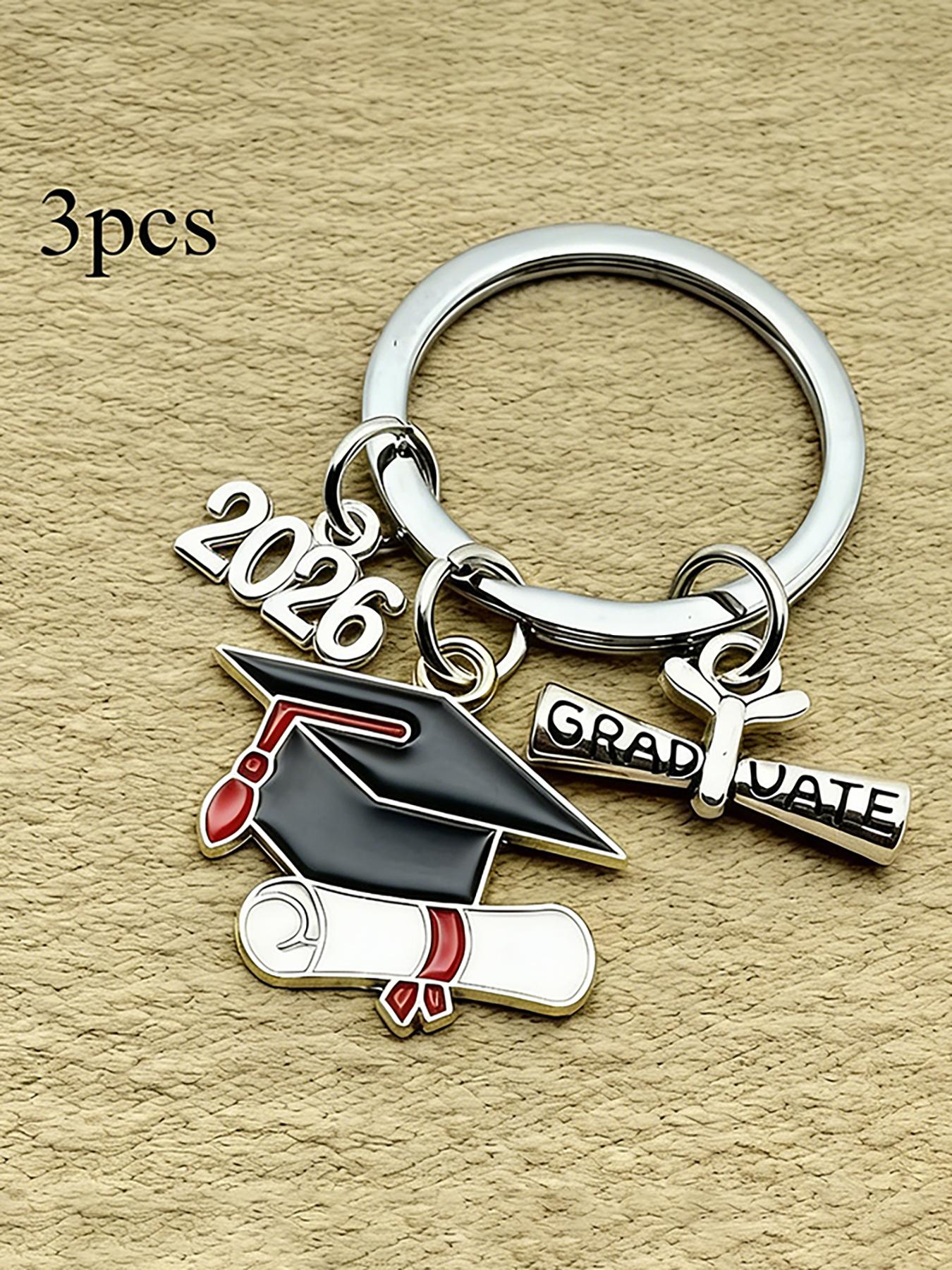 Graduation Keychains Set of 3, Class Grad Cap & Diploma Charm Keys, Commemorative Gift for 2026 Graduates, Perfect Keepsake