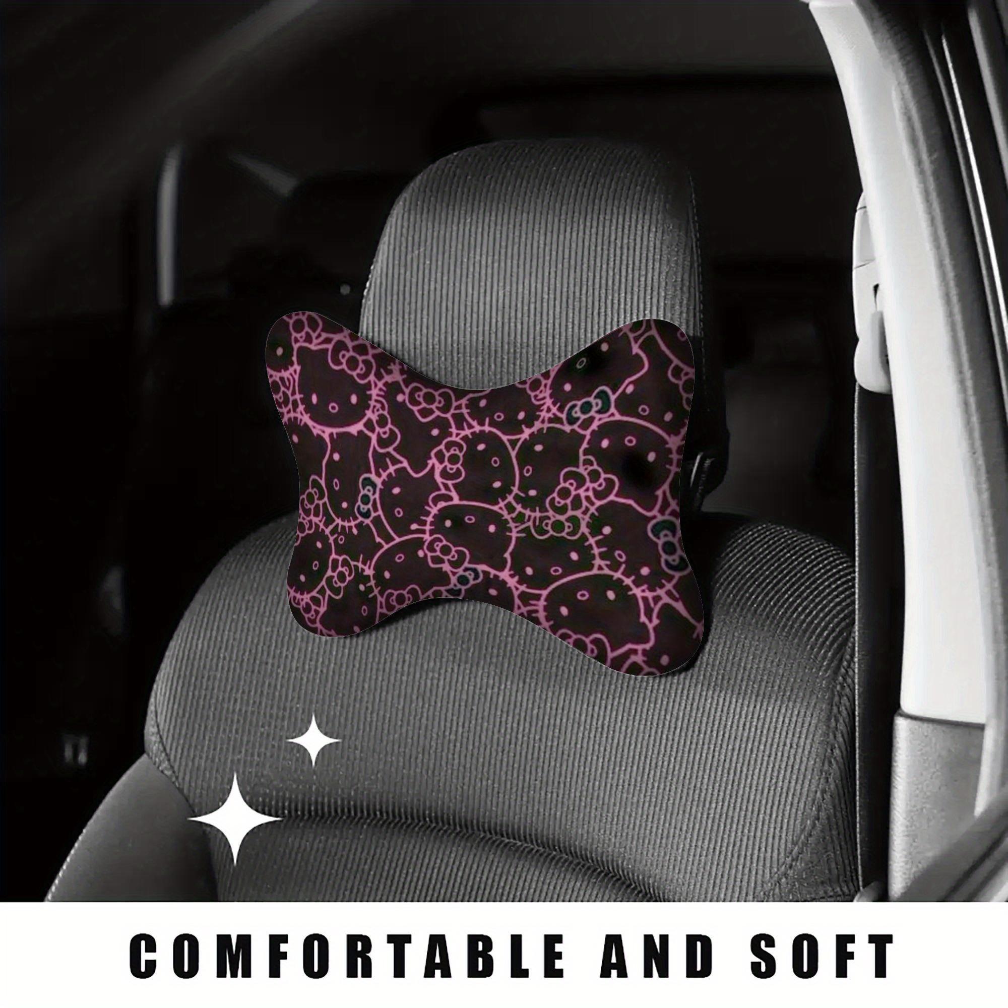 1 pink hello kitty pattern car headrest, suitable for most car models, provides support and stress relief, offers a comfortable driving experience, and is suitable for long-distance driving positions.