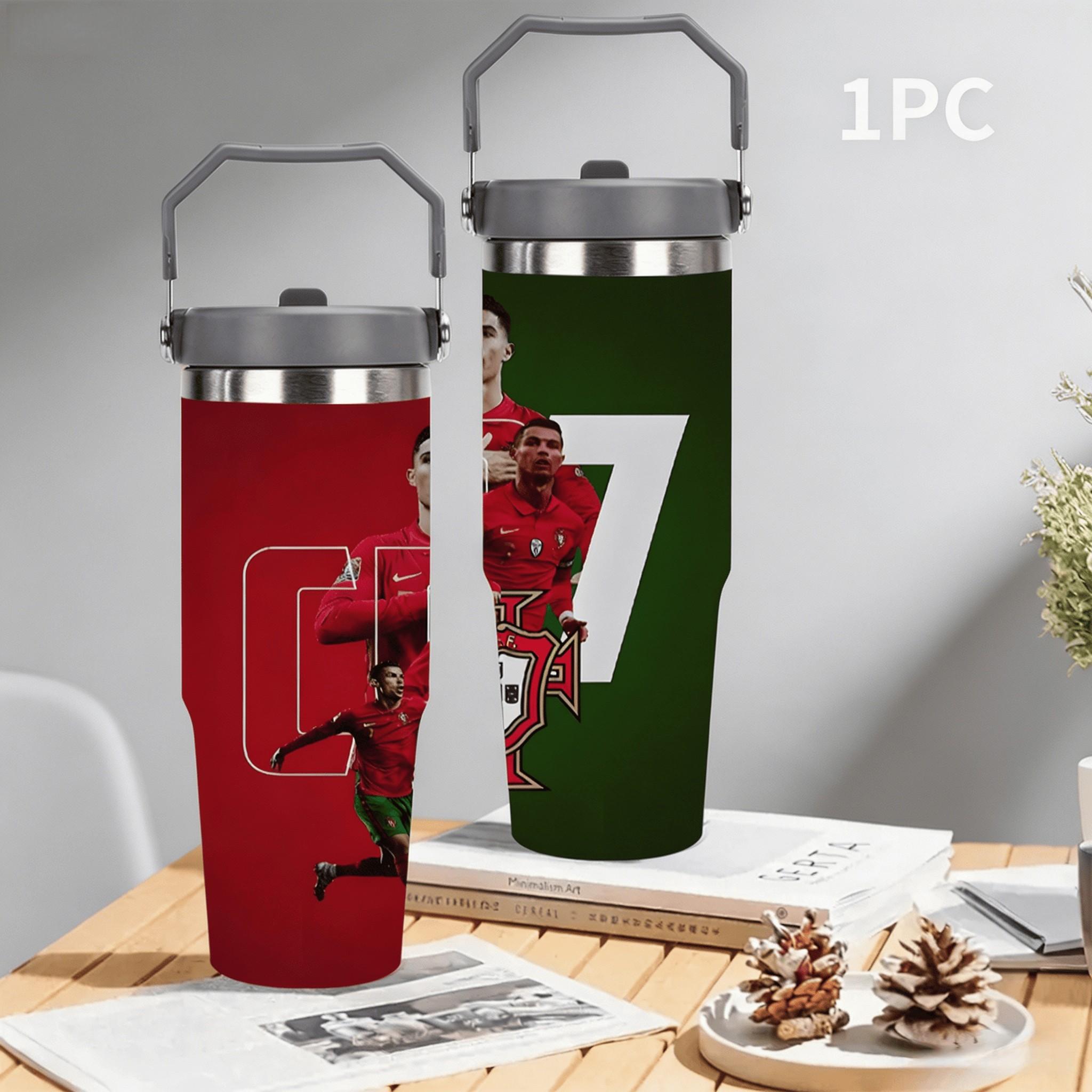 1pc 30oz stainless steel large-capacity car water bottle, Number 7 jersey Pattern，for Cristiano Ronaldo fans.for football enthusiasts. various patterns to choose from, fan gift, Outdoor camping Coffee Cups & Mugs
