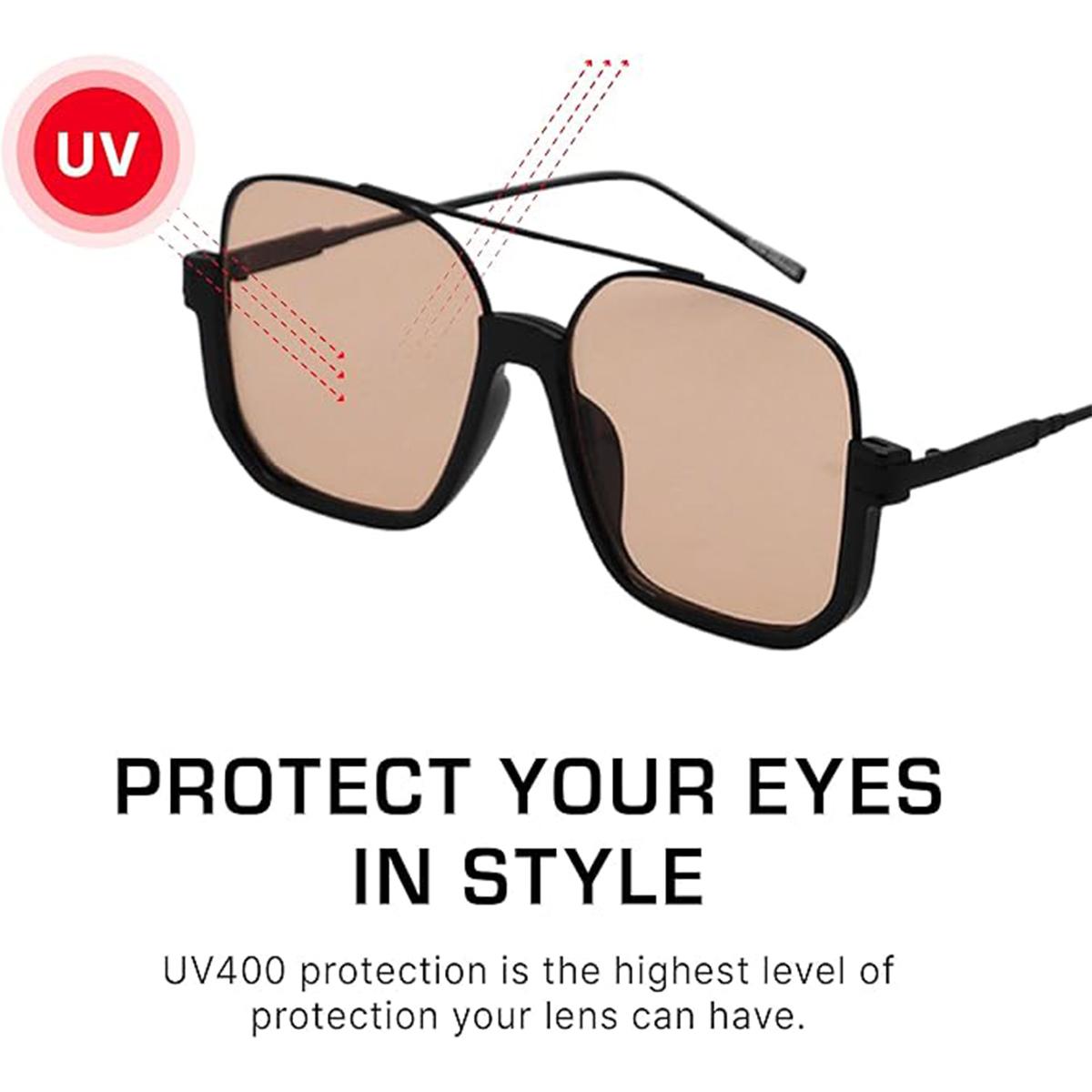 Retro Fashionable All-match Tinted Lens Aviator Sunglasses Aviator Sunglasses for Women,Men Summer VintageTrendy Glasses,Carry polarized sunglasses Unisex