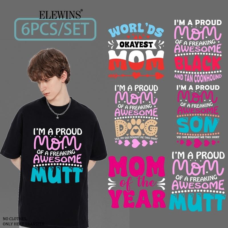 6 Sheets Mother's Day Tshirt DTF Hot Stamping Transfer Film for Tshirt Hoodie Jeans Backpack Pillow Washable Reusable Heat Transfer Vinyl for DIY Crafts