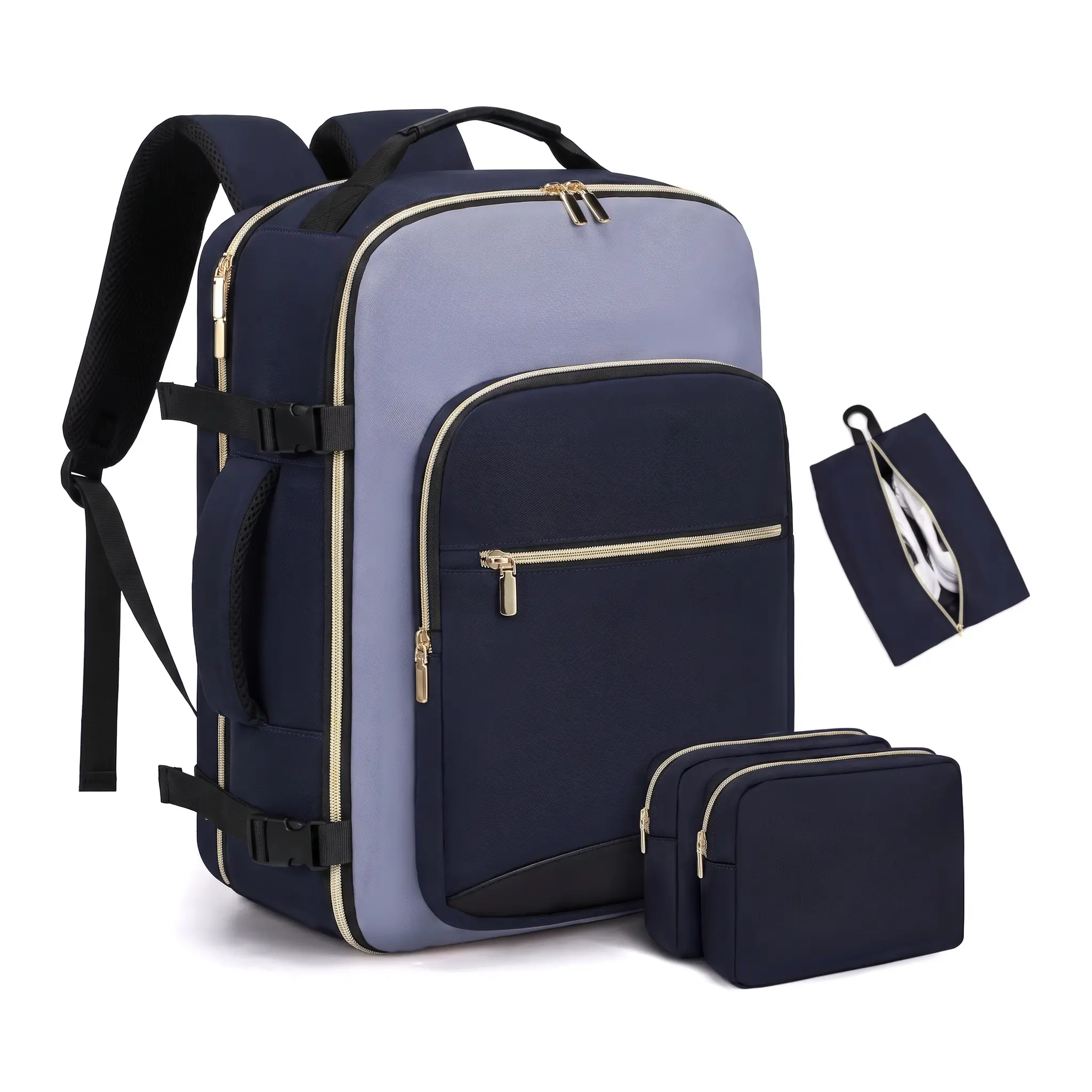 Unisex Compact Fold Oxford Fabric Backpack - 36-55L Large Capacity, 16in Laptop Bag, Business Look, Solid Color Lightweight Travel Carry-On for Commuters