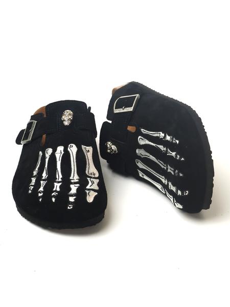 Men's Clogs muller shoes Classic Clogs Halloween Bone Sandals Half Slipper, Cowhide Leather Upper, Rubber Sole, Casual Style, Round Toe, All Seasons Footwear