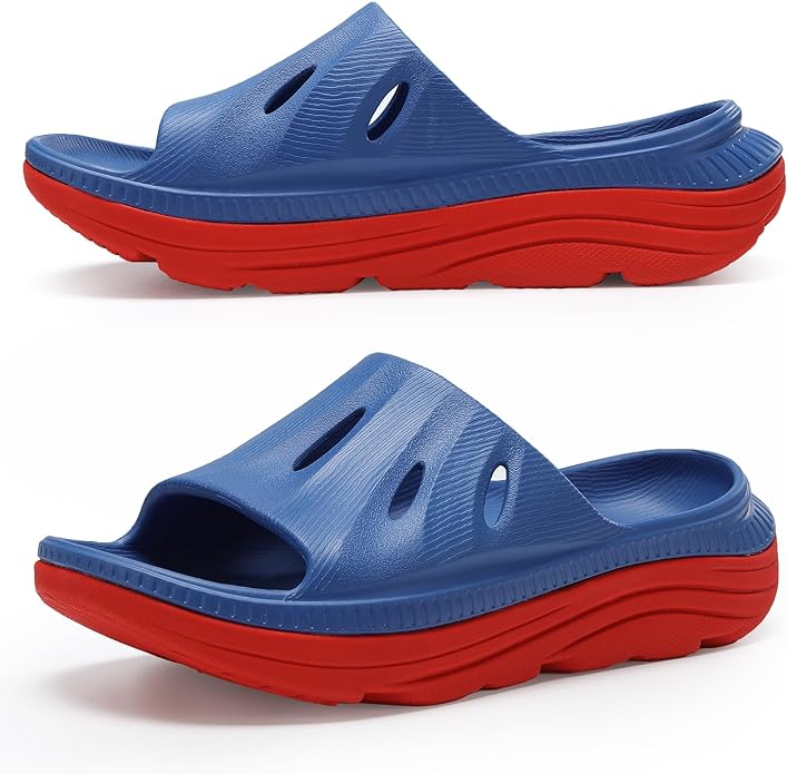 Womens Recovery Sandals Mens Comfortable Athletic Slides Thick Cushion Lightweight Plantar Fasciitis Sport Sliders of Indoor Outdoor,Arch Support Orthotic Open Toe Outdoorfun