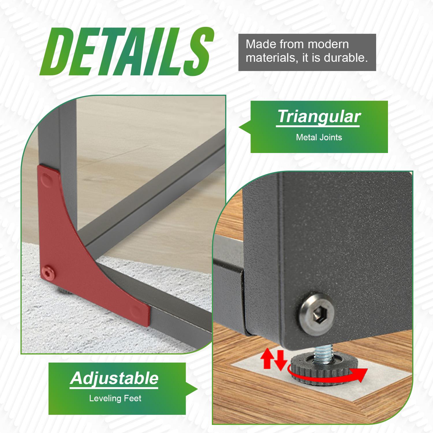 C-Shaped End Table 24 Inch Adjustable Feet Sofa Table Small Bedside Table Easy to Move Couch Table with Metal Frame for Bedroom Living Room Office