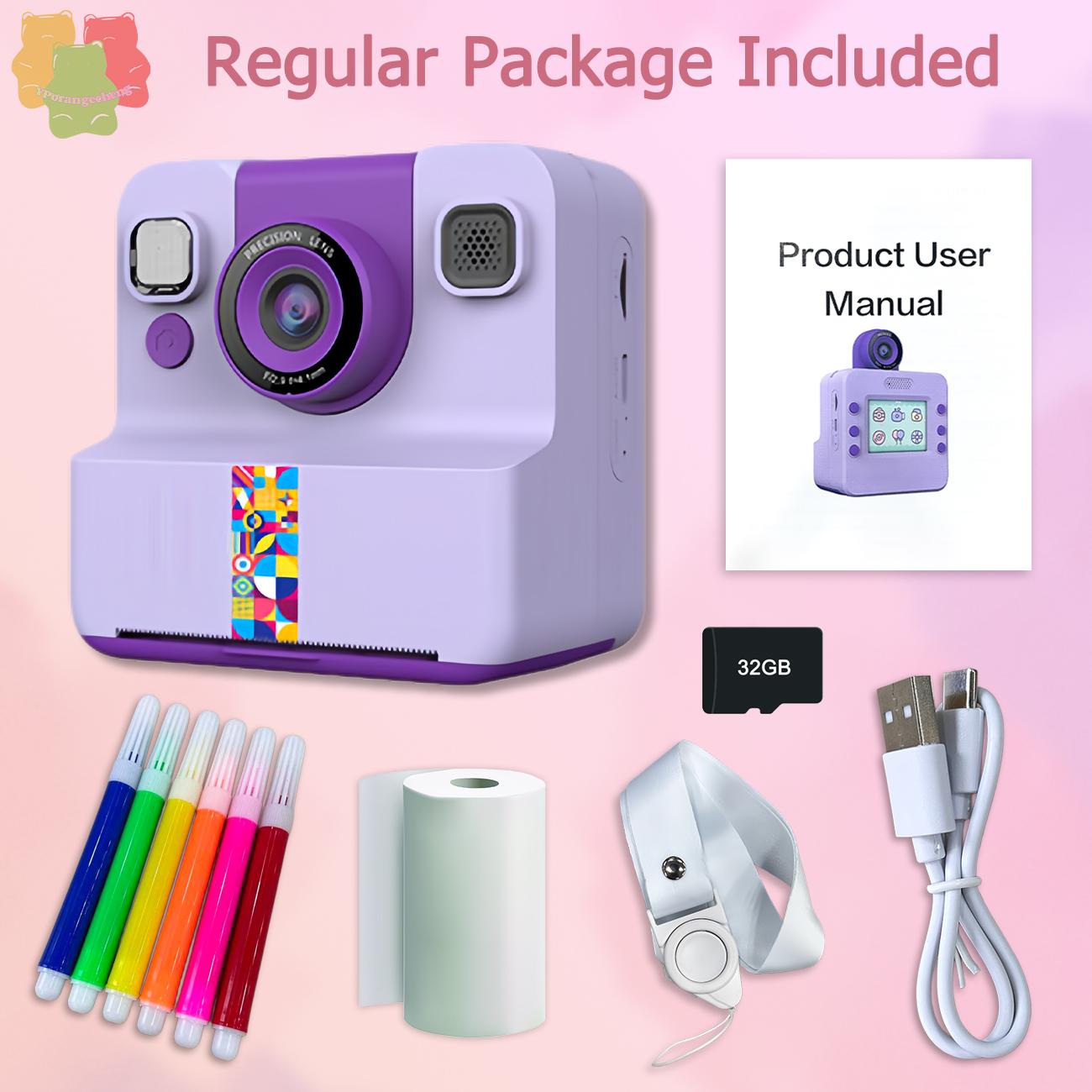 【New Camera Model】Mini Handheld Instant Camera | Photo + Print 2-in-1 | 1300mAh Long Battery Life | Supports TF Card up to 32GB | 2.4" IPS HD Screen | Flip Lens | Birthday Gift for Kindergarten & Primary School Students | Thermal Printer – Print as You Sh