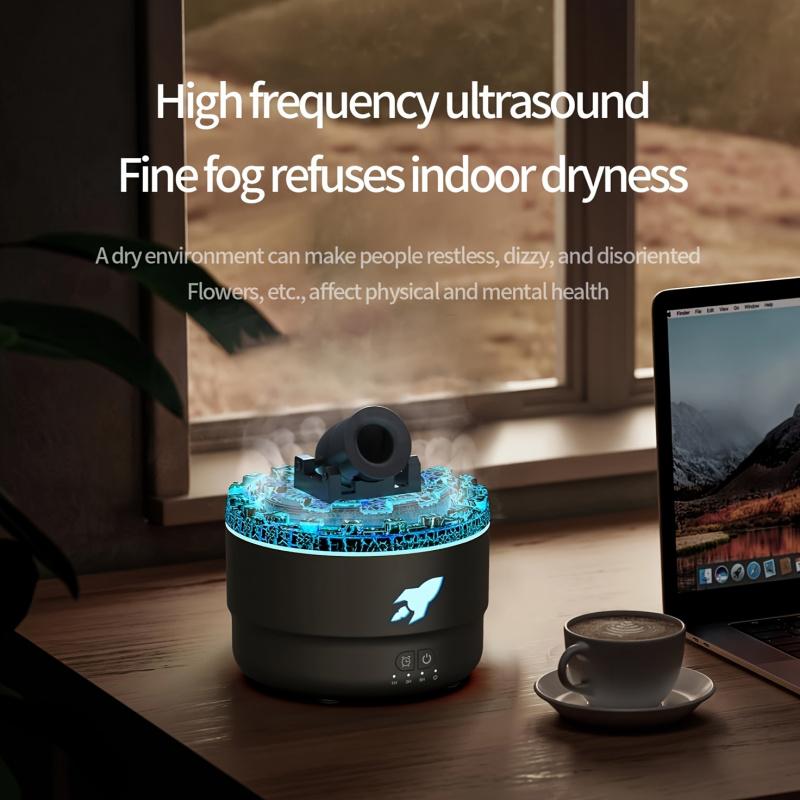 1count Creative Battery Essential Oil Diffuser Humidifier, Spit Smoke Ring Humidifier Aromatherapy Diffuser, 3 Timing Modes Timer 7 Colorful Light Diffuser Essential Oil Large Room, USB Interface, USB Powered Humidifier