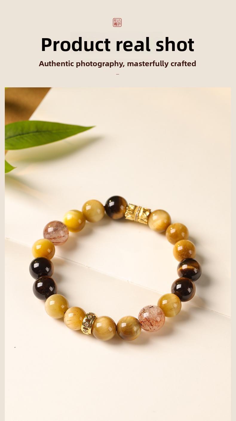 [Fortune Star Gathering] crystal bracelet, golden tiger eye tiger eye super seven, unisex, daily wear gift, natural stone gold accents, wealth prosperity good luck symbol