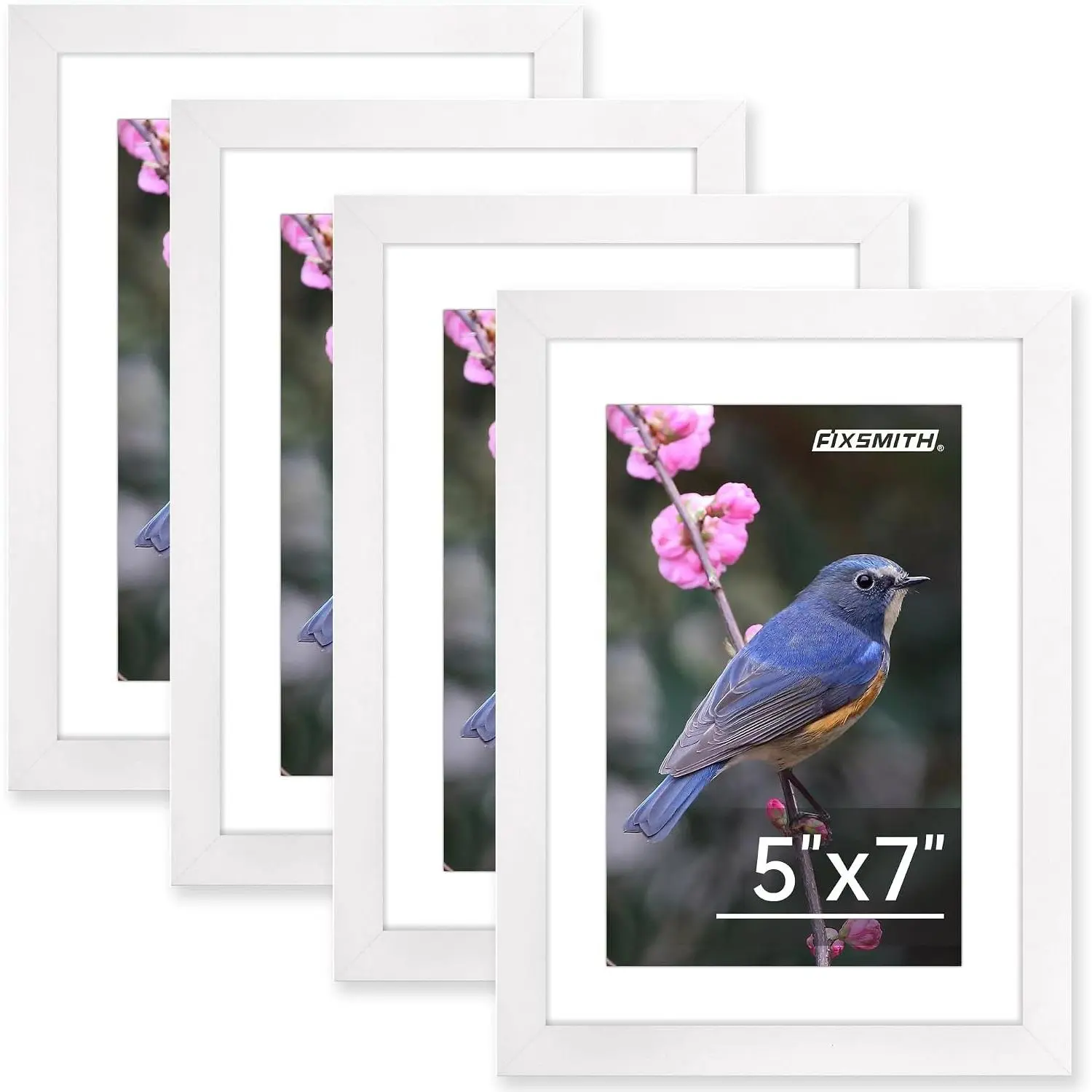 5x7 Picture Frame 4 Pack, Photo Frame with HD Plexiglass, Display 4x6 with Mat or 5x7 Without Mat, White Collage Wall Decor, Wall & Tabletop Frames