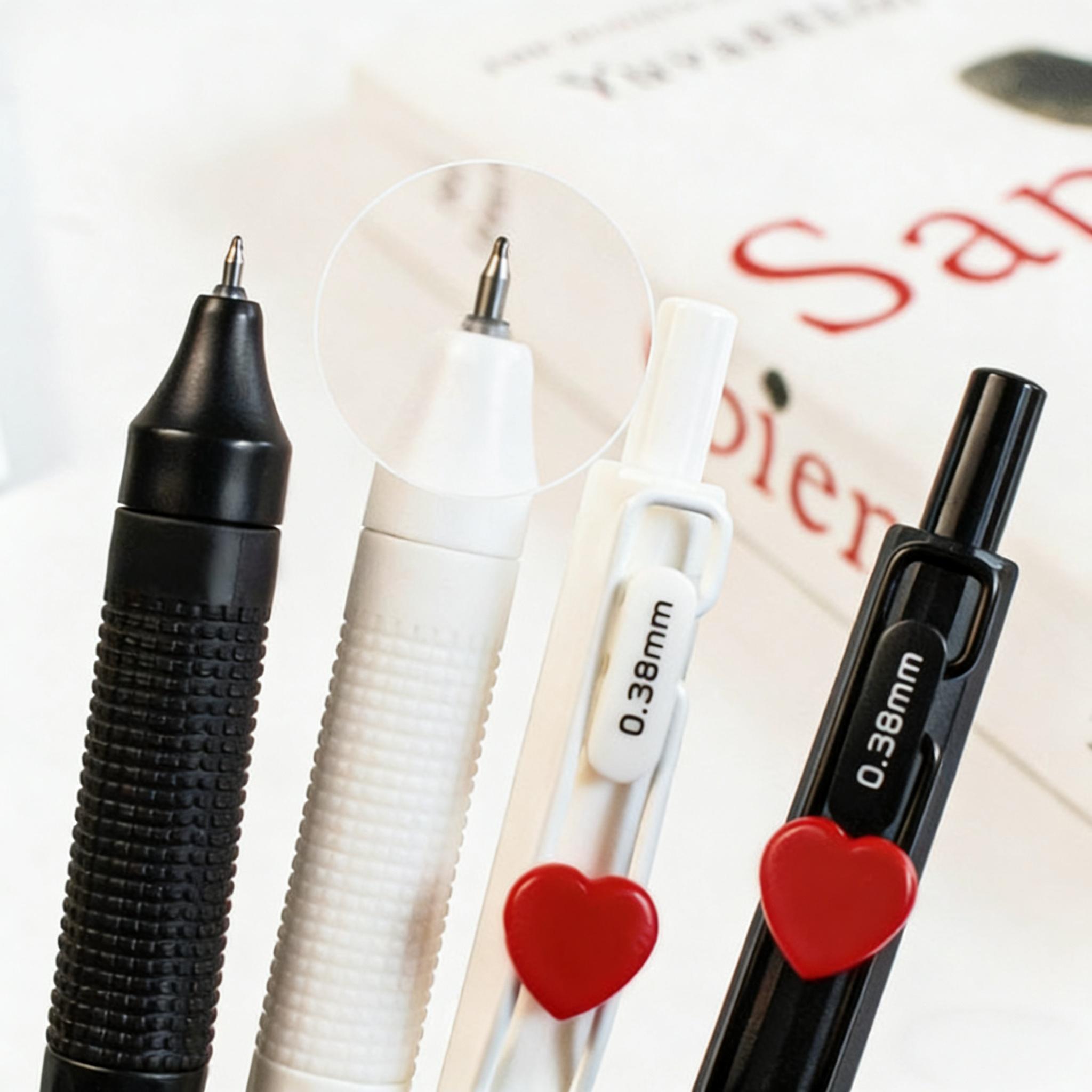 Heart-Shaped Click Pen Set, Smooth Writing Experience, Ink, Heart Feature, 0.38mm Tip, Durable Plastic Material, Ideal for Education and Professional Use