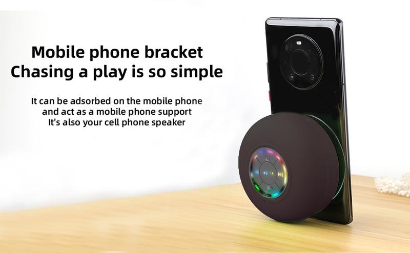 Sperax Mini Bluetooth Shower Speaker-with Led Light, Portable Wireless Speaker with Suction Cup, IPX4 Waterproof, for Shower, Beach & Home Use