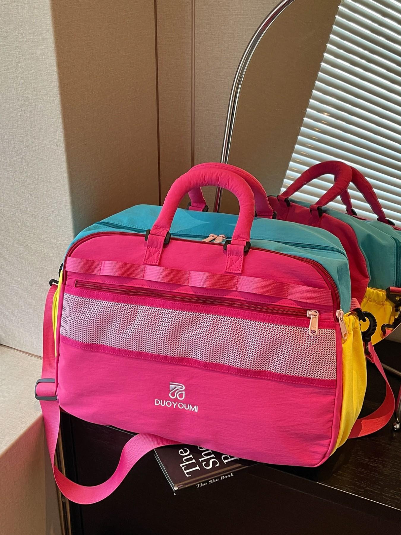 Large Capacity Travel Duffel Bag, Lightweight Waterproof Nylon, Zippered Compartment, Mesh Pocket, Detachable Shoulder Strap, Versatile Use, Hand Luggage Bag, Travel Duffle Bags