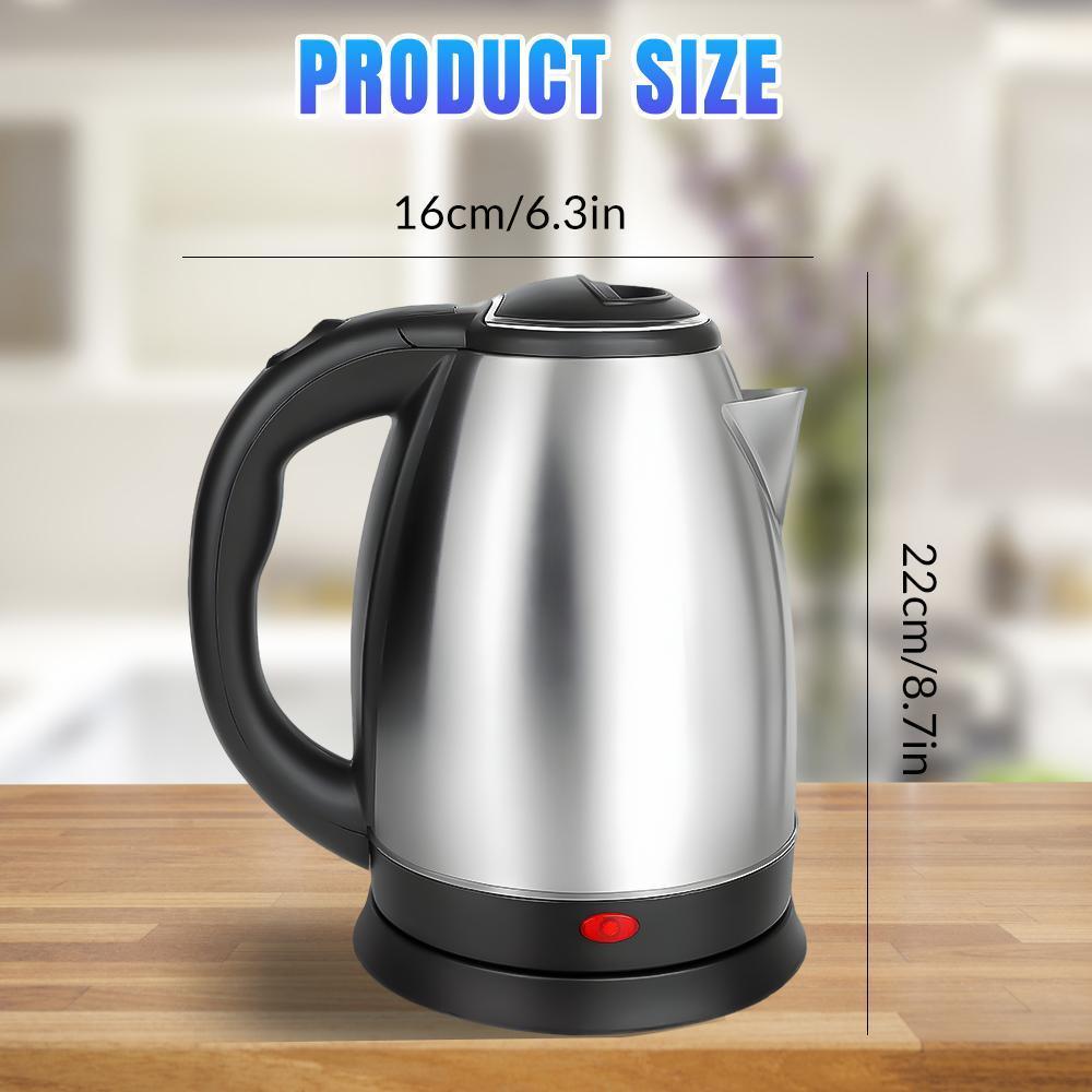 2-liter Stainless Steel Electric Kettle, Rapid Boiling, Automatic Power-Off, Dry-Burn Protection, Large Capacity Design, silvery Color, Suitable for Household and Kitchen Use