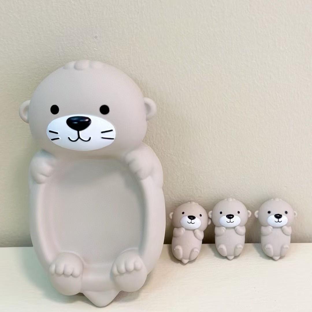 Cute Seal Family Bath Toy Set, Silicone Floating Stacking Toys, Safe Non-Toxic Bathtub Toys for Toddlers, Includes Mother Seal and 3 Pups, 0-3 Years