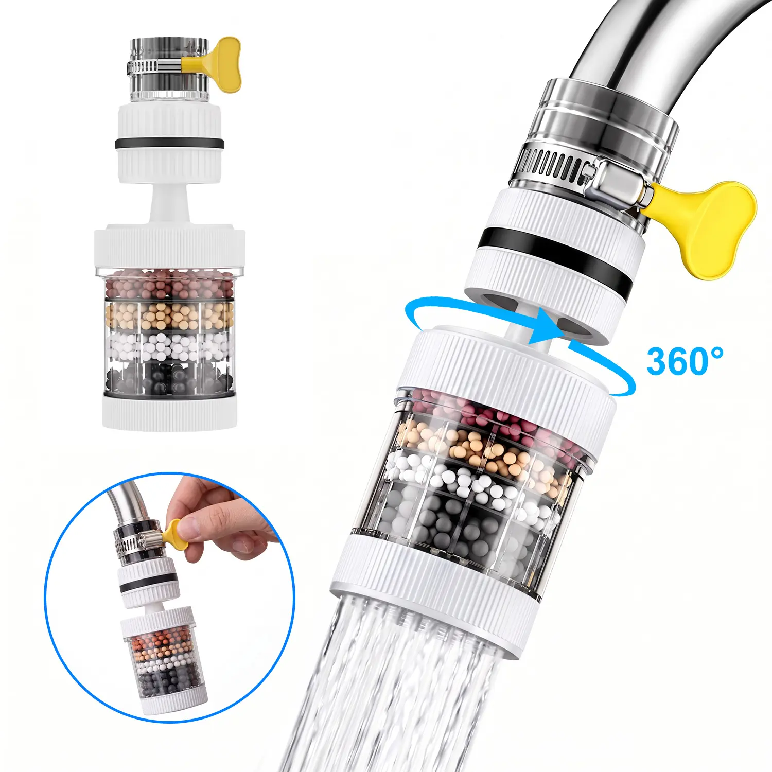 6-Layer Filtration Faucet Water Filter, 360° Rotating Tap Water Purifier, Universal Sink Faucet Filter, Easy Installation for Kitchen & Bathroom