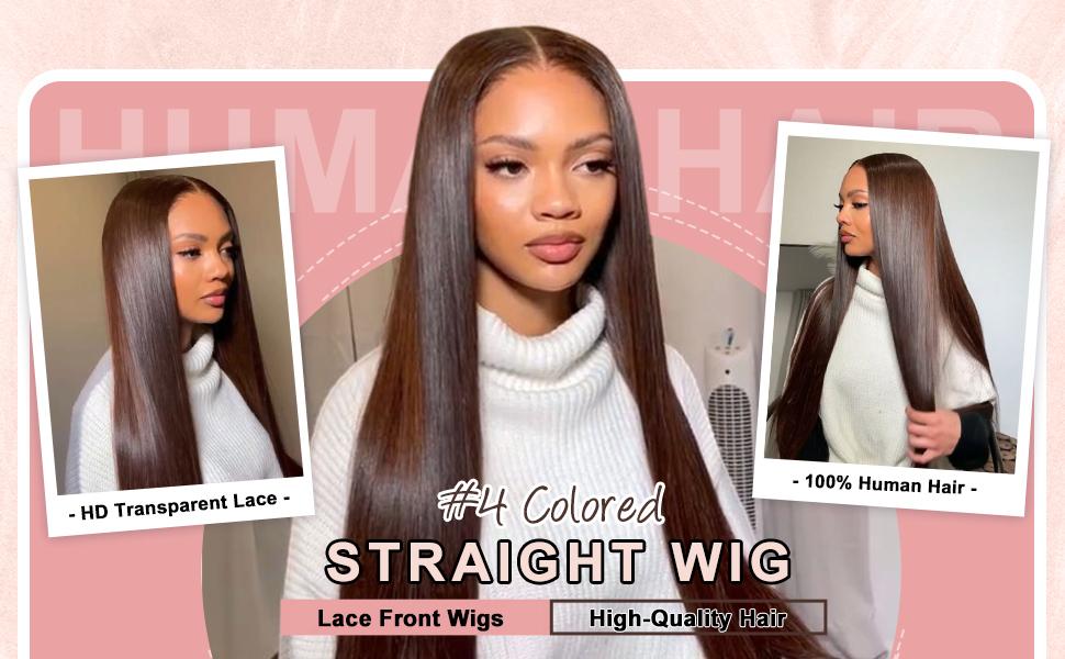 Tuneful 13x6 Lace Front Wigs Human Hair Orange Brown Hair Wig 180 Density HD Transparent Lace Frontal Human Hair Pre Plucked Hairline Orange Brown Color 32 Inch