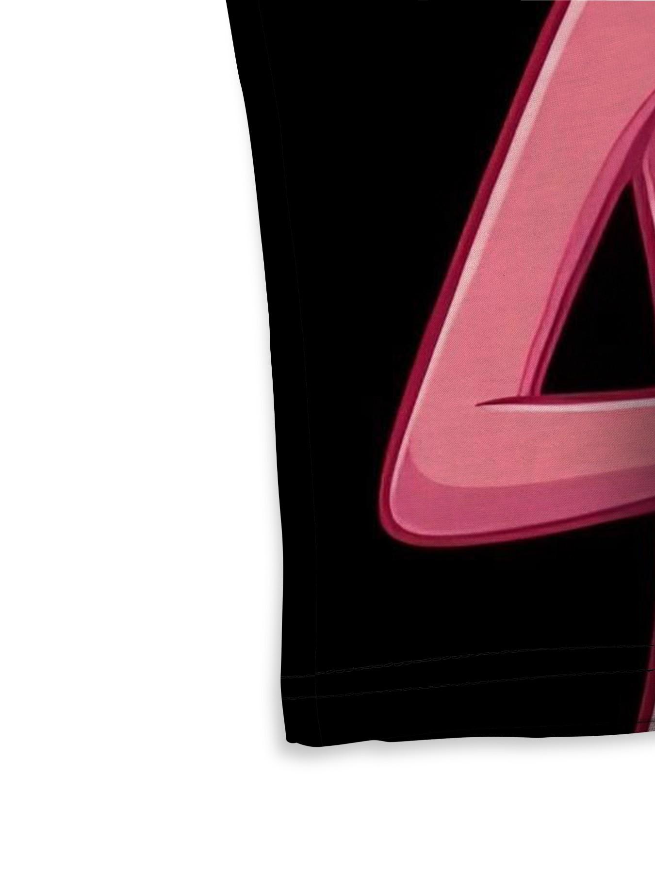 Panther Drinking Milk Tea T-Shirt, Men's Cartoon Print Short Sleeve, Casual Long Loose-Fit Top, Trendy Milk Tea Style