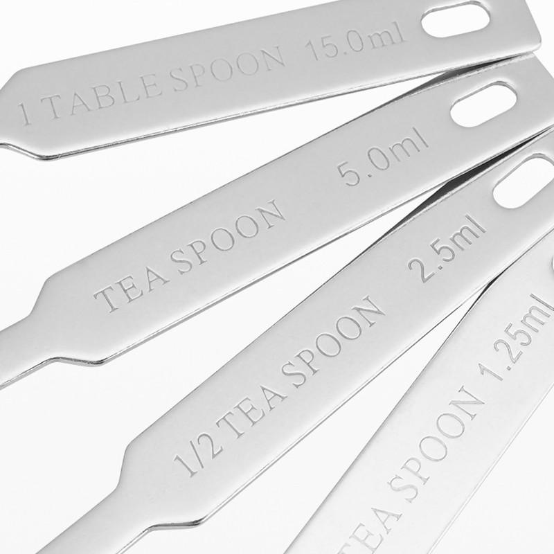 Premium Stainless Steel Measuring Spoons, 4 Sizes Metal Measuring Scoops for Baking & Cooking, Dishwasher Safe