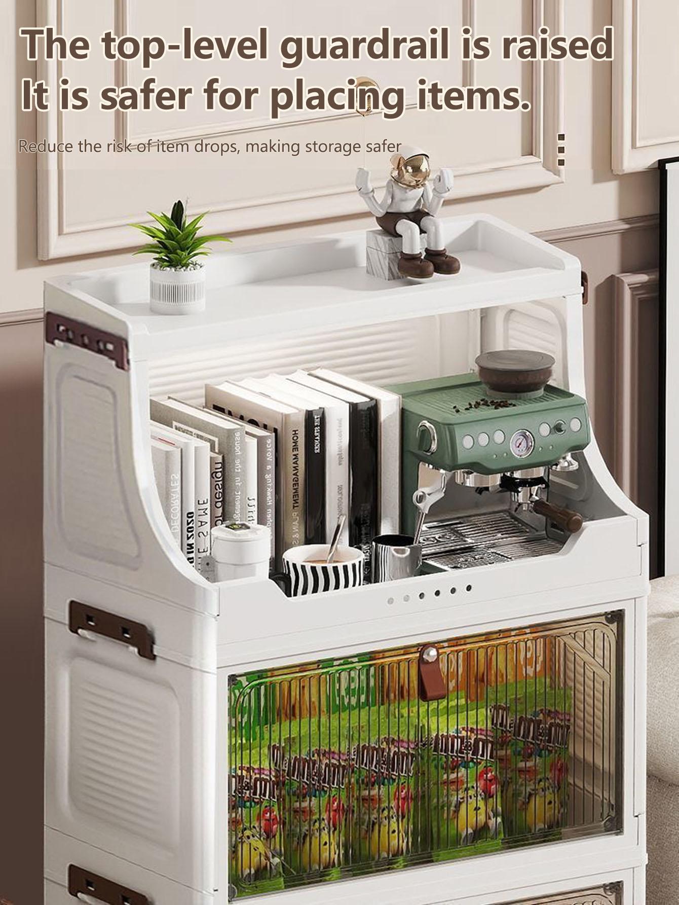 Multi-Layer Storage Cabinet, Home Snacks Clothes Miscellaneous Plastic Organizer, Foldable Shelf, Space-Saving Rack