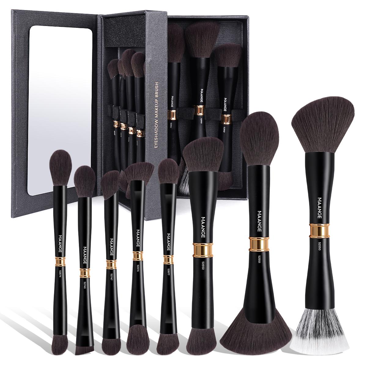 MAANGE Makeup Brush Gift Set with Mirror – 8/5/13 PCS Dual-Ended Brushes for Foundation, Powder, Blush & Concealer, Beginner-Friendly All-in-One Beauty Tools, Perfect for Gifting & Travel