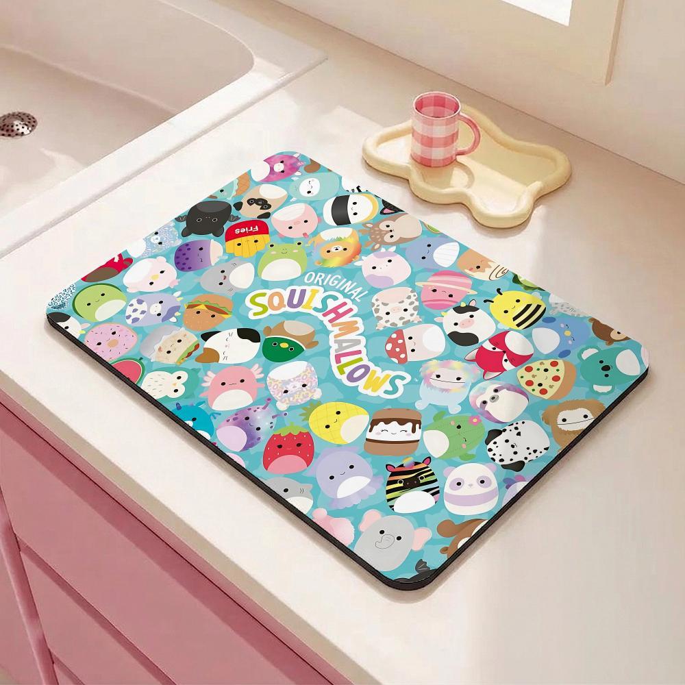 Squishy S-SsquishmallowsS Floor Mat Eco Friendly Diatomite Antibacterial Odor Resistant Floor Mat Super Absorbent Quick Drying Non Slip Washable Bath Rug for Kitchen Bathroom Shower Home Decor