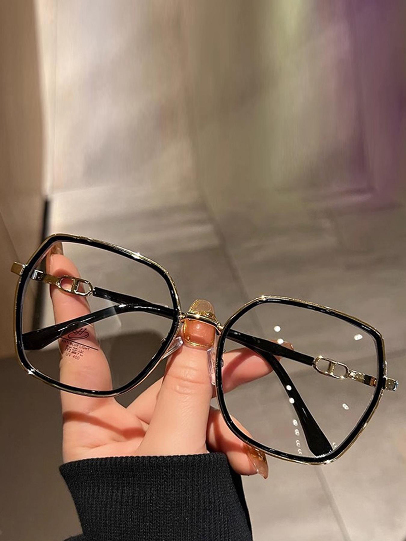 Simple Anti-blue Light Eyeglasses for Everyday Use, Large Square Frame Fashion Eyeglasses for Women & Men, Fashion Eyeglasses for Work, Daily Clothing Decor, Lightweight Eyeglasses, Casual Eyeglasses