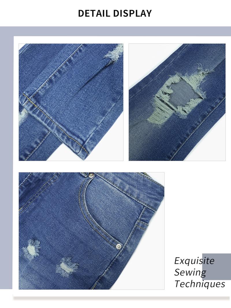Women's High Waist Slimming Ripped Denim Jeans, High Stretch Skinny Fit, Casual Fashion Pants, Comfortable and Stylish, Distressed Jeans