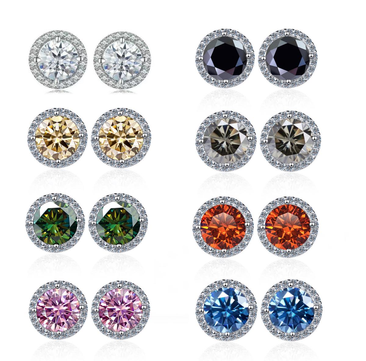 【#306 halo set】S925 4ct synthetic moissanite earring set, pure and color