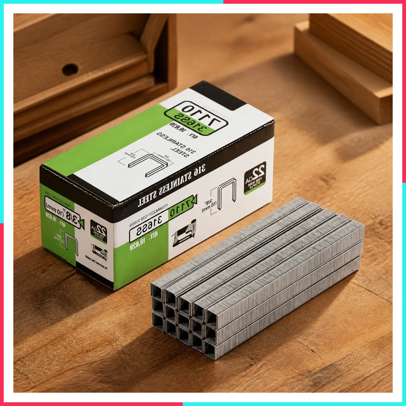 71 Series 22 Gauge 316 Stainless Steel Upholstery Staples, 3/8-Inch Crown, 3/8-Inch Length, for Fine Wire Stapler Gun and Marine Upholstery, 10,000 Count