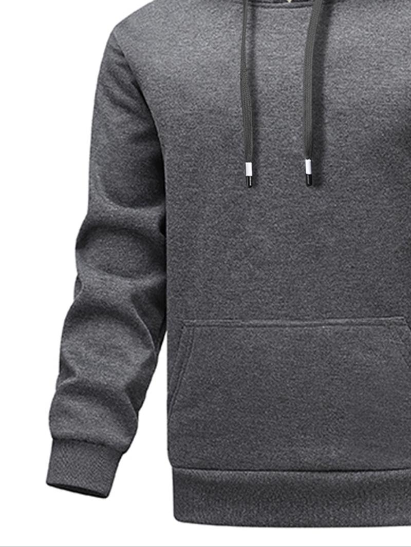 Men's Fall Winter Two-Piece Set, Hooded Plush Jacket & Casual Pants, Plus Size, Multiple Colors, Ideal for Outdoor Activities