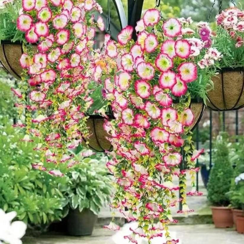 4pcs Artificial Colorful Flowers, UV-Resistant Morning Glory, Eucalyptus Vine, Festival Decor, Graduation Decor, Indoor Outdoor Decor