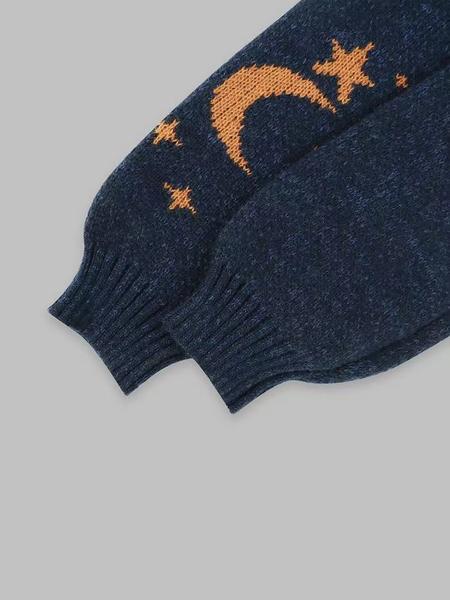 Women's Moon & Star Pattern Knit Sweater, Fall Winter Casual Fashion Long Sleeve Pullover, High-Quality Elegant Leisure Wear, Knitwear