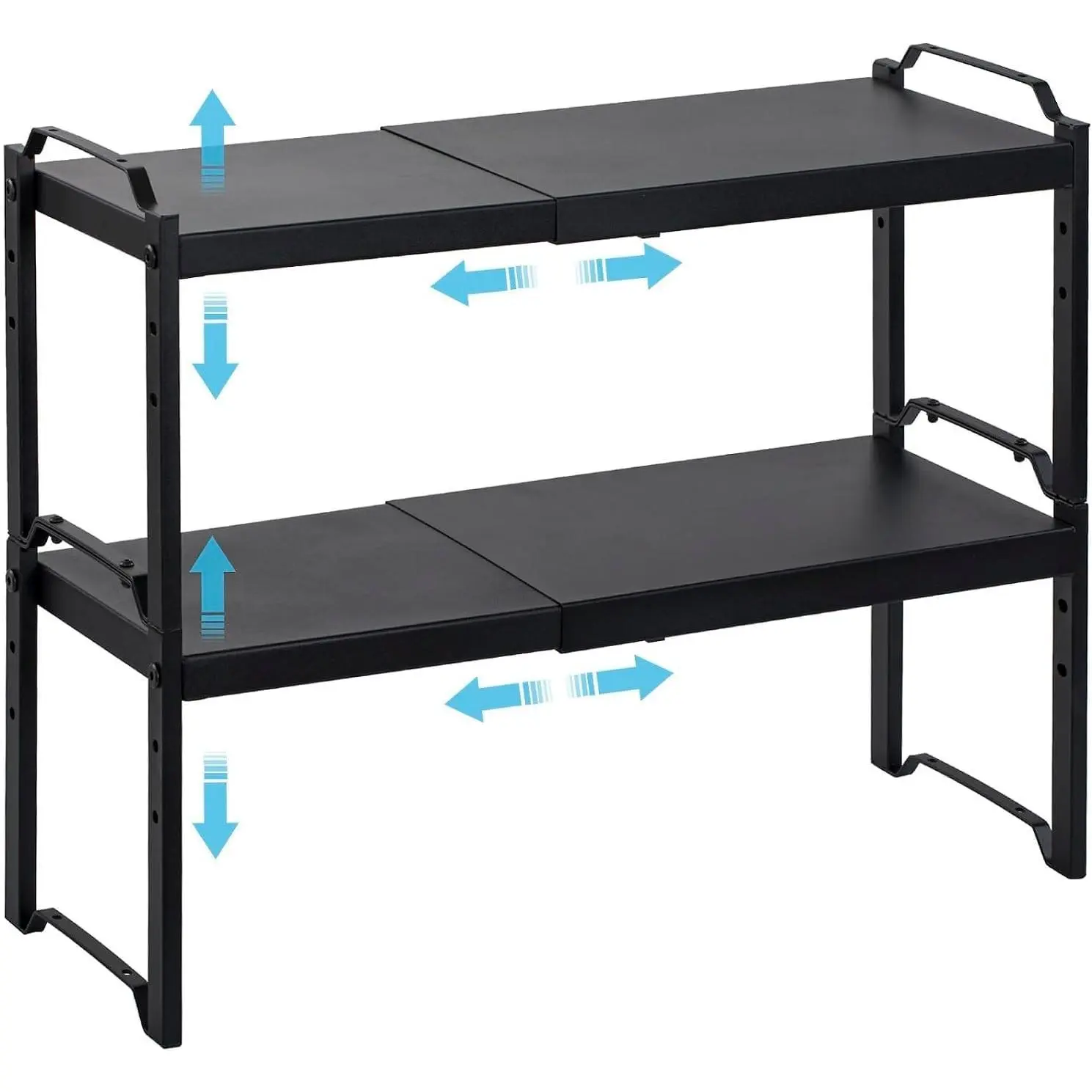 2-Pack Expandable Kitchen Cabinet Shelf Organizer, Stackable Countertop Racks, Heavy-Duty Pantry Holders, 20.5" Long